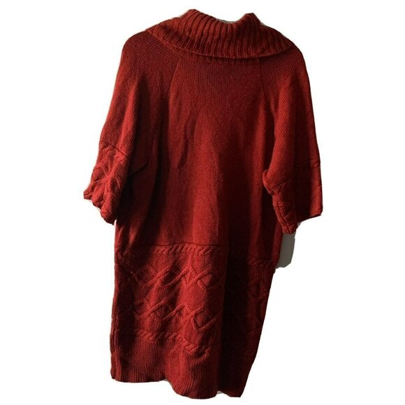lane bryant 14 16 sweater cowl neck tunic short sleeves rust - Picture 2 of 4